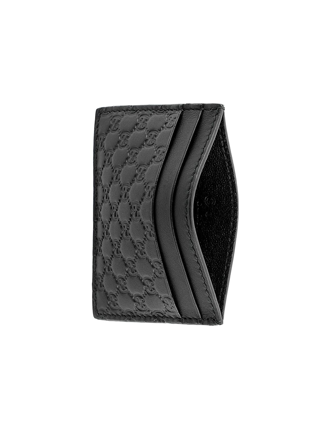Gg Canvas Embossed Leather Card Holder Black - Free Shipping USA
