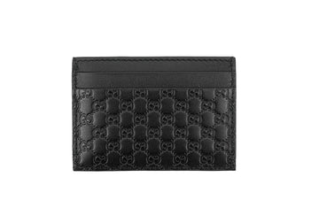 Gg Canvas Embossed Leather Card Holder Black - Free Shipping USA