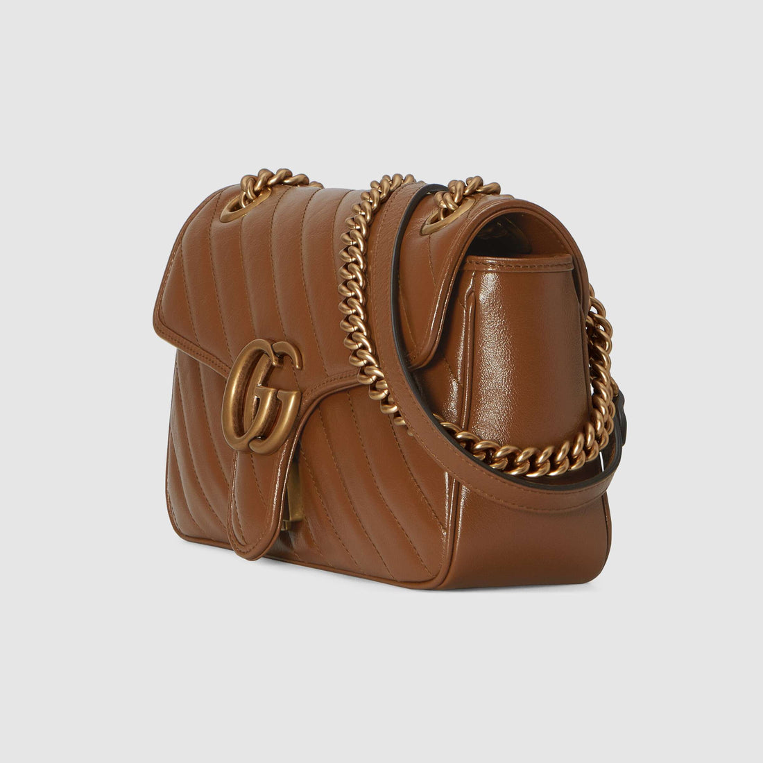 GG Marmont Small Matelassé Shoulder Bag Brown Leather - Free Shipping USA