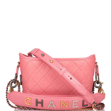 Chanel Gabrielle 20 Hobo Bag Pink Lambskin Mixed Metal Hardware - Free Shipping USA