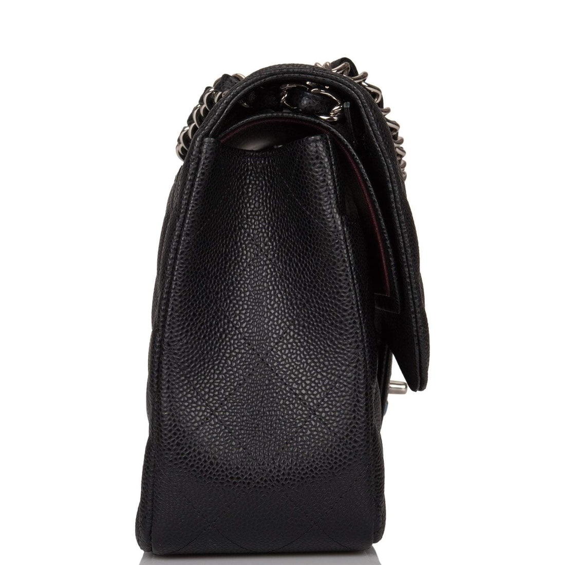 Chanel Black Quilted Caviar Jumbo Classic Double Flap Bag Silver Hardware - Free Shipping USA