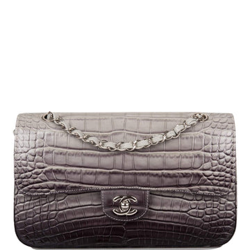 Chanel Ombre Grey Matte Alligator Medium Classic Double Flap Bag Silver Hardware - Free Shipping USA