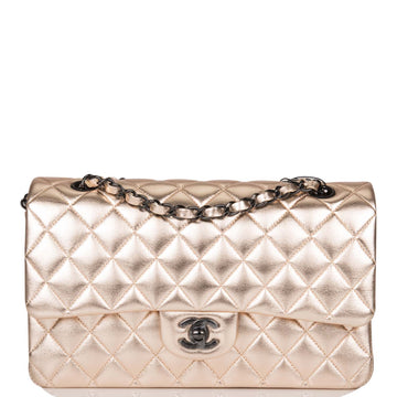 Chanel Medium Classic Double Flap Bag Metallic Gold Lambskin Black Hardware - Free Shipping USA
