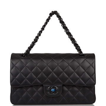 Chanel SO Black Lambskin Quilted Medium Classic Double Flap Bag Black Hardware - Free Shipping USA