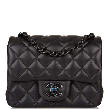 Chanel SO Black Quilted Lambskin Square Mini Classic Flap Bag Black Hardware - Free Shipping USA