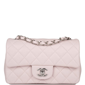 Chanel Mini Rectangular Flap Bag Light Purple Lambskin Silver Hardware - Free Shipping USA
