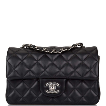 Chanel Black Quilted Lambskin Rectangular Mini Classic Flap Bag Silver Hardware - Free Shipping USA