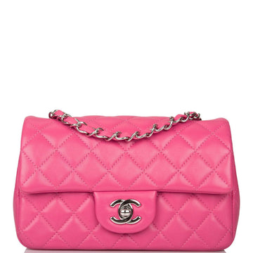 Chanel Pink Quilted Lambskin Rectangular Mini Classic Flap Bag Silver Hardware - Free Shipping USA