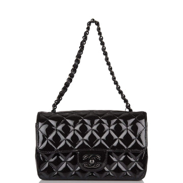 Chanel Mini Rectangular Flap Bag SO Black Patent Black Hardware - Free Shipping USA