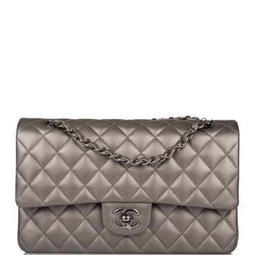 Chanel Medium Classic Double Flap Bag Ruthenium Lambskin Ruthenium Hardware - Free Shipping USA