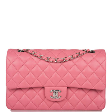 Chanel Medium Classic Double Flap Bag Rose Quilted Lambskin Silver Hardware - Free Shipping USA