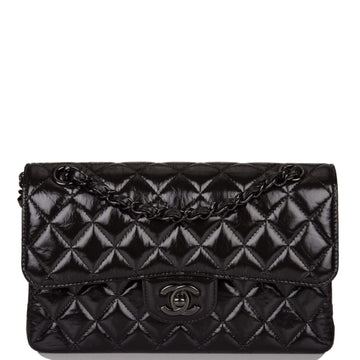 Chanel Small Classic Double Flap Shiny SO Black Crumpled Calfskin Black Hardware - Free Shipping USA