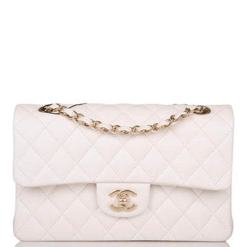 Chanel Small Classic Double Flap White Caviar Light Gold Hardware - Free Shipping USA
