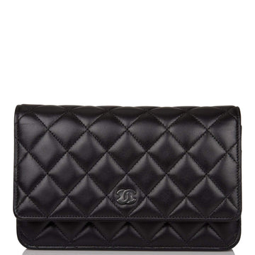Chanel SO Black Classic Quilted Lambskin Wallet On Chain (WOC) Black Hardware - Free Shipping USA