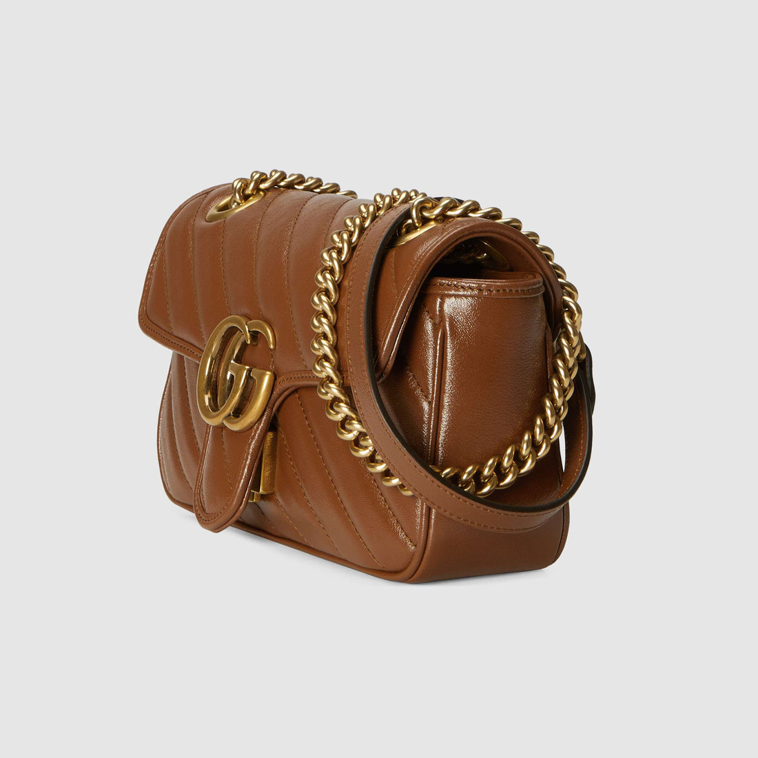 GG Marmont Mini Matelassé Shoulder Bag Brown Leather - Free Shipping USA