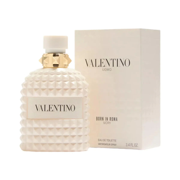 Valentino Uomo Born in Roma Ivory Eau de Toilette 3.4 oz Spray by Valentino – Fresh Creamy Woody Men’s Cologne | Free USA 3-Day Delivery