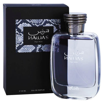 Rasasi Hawas for Men Eau de Parfum perfume bottle and packaging