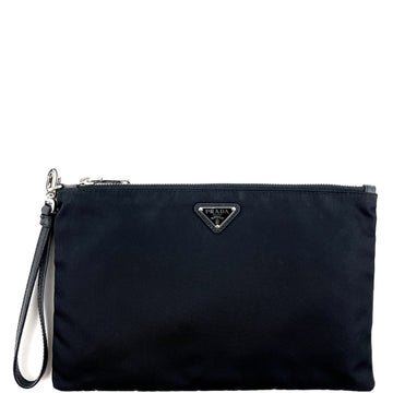 PRADA Saffiano-Trimmed Tessuto Wristlet - Free Shipping USA