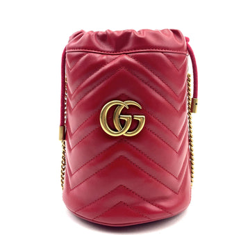 GUCCI Matelasse Mini GG Marmont 2.0 Bucket Bag Red - Free Shipping USA