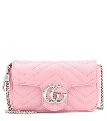Gg Marmont Super Mini Leather Shoulder Bag Wild Rose - Free Shipping USA
