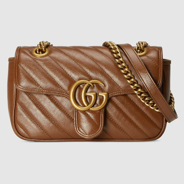 GG Marmont Mini Matelassé Shoulder Bag Brown Leather - Free Shipping USA