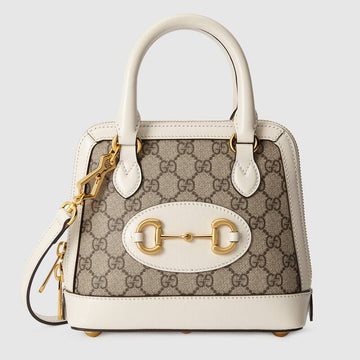 Gucci Horsebit 1955 Mini Top Handle Bag White Leather - Free Shipping USA