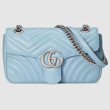 GG Marmont Small Shoulder Bag Pastel Blue Leather - Free Shipping USA