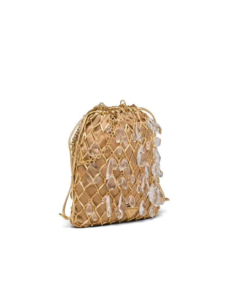 Prada Leather Mesh And Satin Clutch - Free Shipping USA