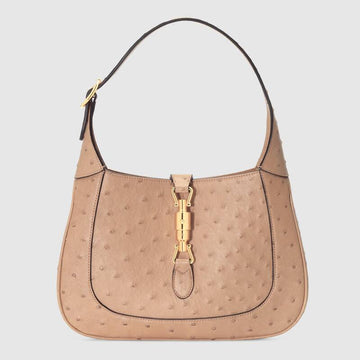 Jackie 1961 Ostrich Small Shoulder Bag Tan Ostrich Leather - Free Shipping USA