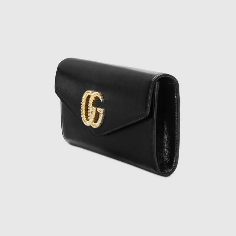 Broadway Leather Clutch With Double G Black Leather - Free Shipping USA