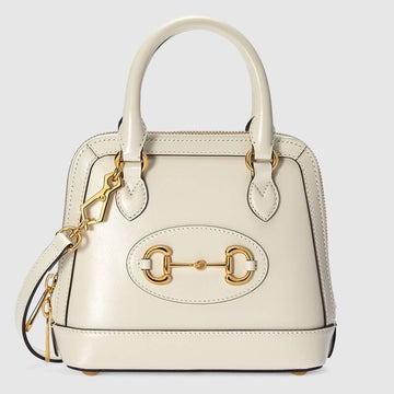 Gucci Horsebit 1955 Mini Top Handle Bag White Leather - Free Shipping USA