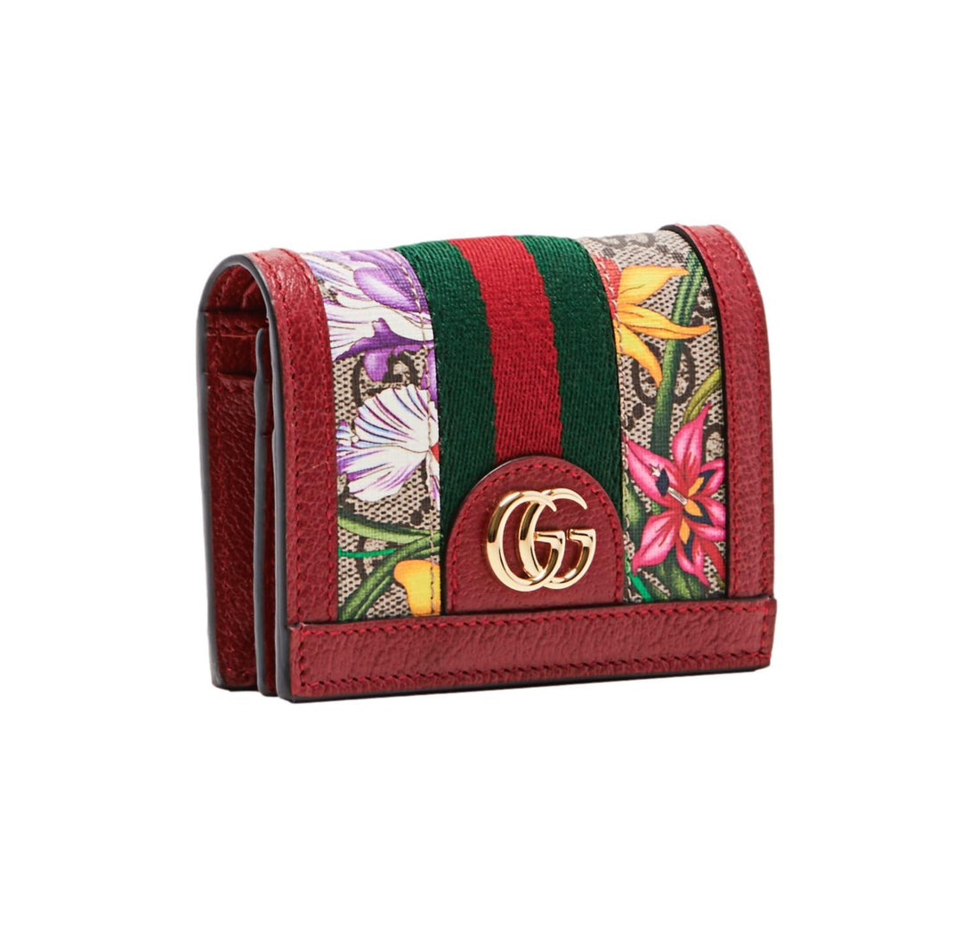 Gucci Ophidia Red Supreme Coated Canvas Gg Floral Wallet Bifold Wallet 523155 - Free Shipping USA