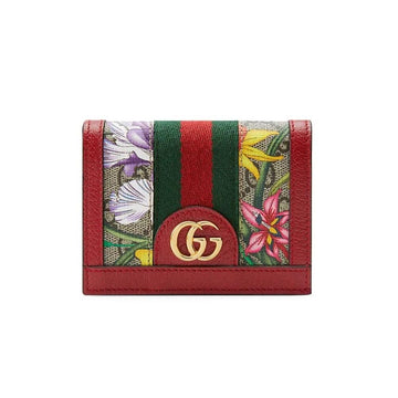 Gucci Ophidia Red Supreme Coated Canvas Gg Floral Wallet Bifold Wallet 523155 - Free Shipping USA