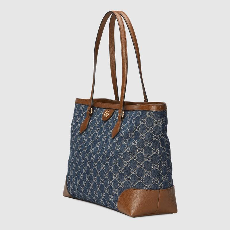 Ophidia GG medium tote Dark blue and ivory - Free Shipping USA