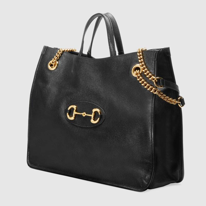 Gucci Horsebit 1955 Large Tote Bag Black Leather - Free Shipping USA
