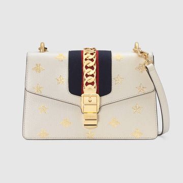 Sylvie Bee Star small shoulder bag White Leather - Free Shipping USA