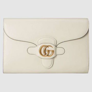 Clutch With Double G White Leather - Free Shipping USA