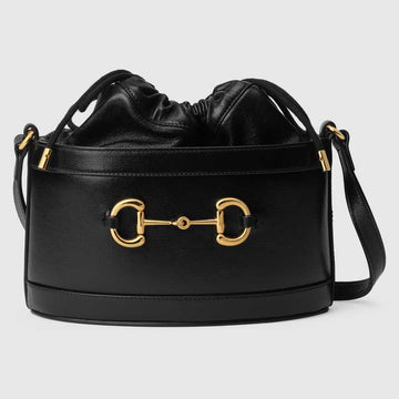 Gucci Horsebit 1955 Bucket Bag Black Leather - Free Shipping USA
