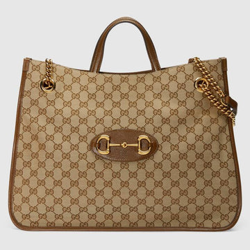 Gucci Horsebit 1955 Large Tote Bag Brown Leather - Free Shipping USA