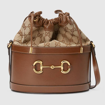 Gucci Horsebit 1955 Bucket Bag Brown Leather - Free Shipping USA