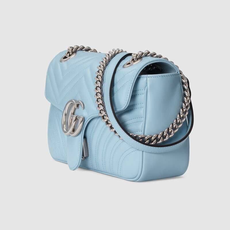 GG Marmont Small Shoulder Bag Pastel Blue Leather - Free Shipping USA
