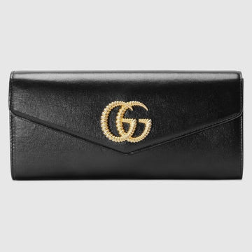 Broadway Leather Clutch With Double G Black Leather - Free Shipping USA